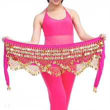 Load image into Gallery viewer, New Style top selling belly dance waist chain hip scarf bellydance coins belt dancing waist belt, 12 colors for your choice
