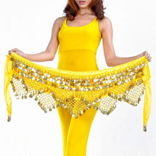 Load image into Gallery viewer, New Style top selling belly dance waist chain hip scarf bellydance coins belt dancing waist belt, 12 colors for your choice
