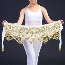 Load image into Gallery viewer, New Style top selling belly dance waist chain hip scarf bellydance coins belt dancing waist belt, 12 colors for your choice

