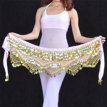 Load image into Gallery viewer, New Style top selling belly dance waist chain hip scarf bellydance coins belt dancing waist belt, 12 colors for your choice
