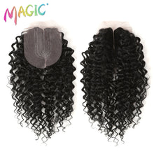 Load image into Gallery viewer, Magic Synthetic Afro Kinky Curly Hair Weave Hair 16-20 inch 7Pieces/lot Bundles With Closure African lace For Women hair Extens
