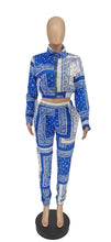 Load image into Gallery viewer, Paisley Bandana Print Two 2 Piece Set Women Fitness Sweatsuit Zipper Up Sweatshirt + Jogger Pants Set Tracksuit Vintage Outfits
