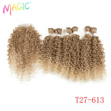 Load image into Gallery viewer, Magic Synthetic Afro Kinky Curly Hair Weave Hair 16-20 inch 7Pieces/lot Bundles With Closure African lace For Women hair Extens
