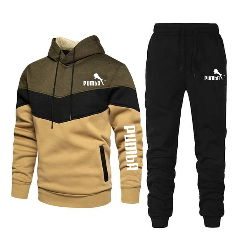 New Men Autumn Winter Sets Zipper Hoodie+Pants Pieces Casual Tracksuit Male Sportswear Brand Clothing Sweat Suit