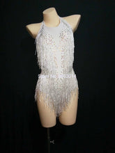 Load image into Gallery viewer, Sparkly Rhinestones Fringes Bodysuit Women Nightclub Outfit Glisten Dance Costume One-piece Dance Wear Singer Stage Leotard
