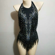 Load image into Gallery viewer, Sparkly Rhinestones Fringes Bodysuit Women Nightclub Outfit Glisten Dance Costume One-piece Dance Wear Singer Stage Leotard
